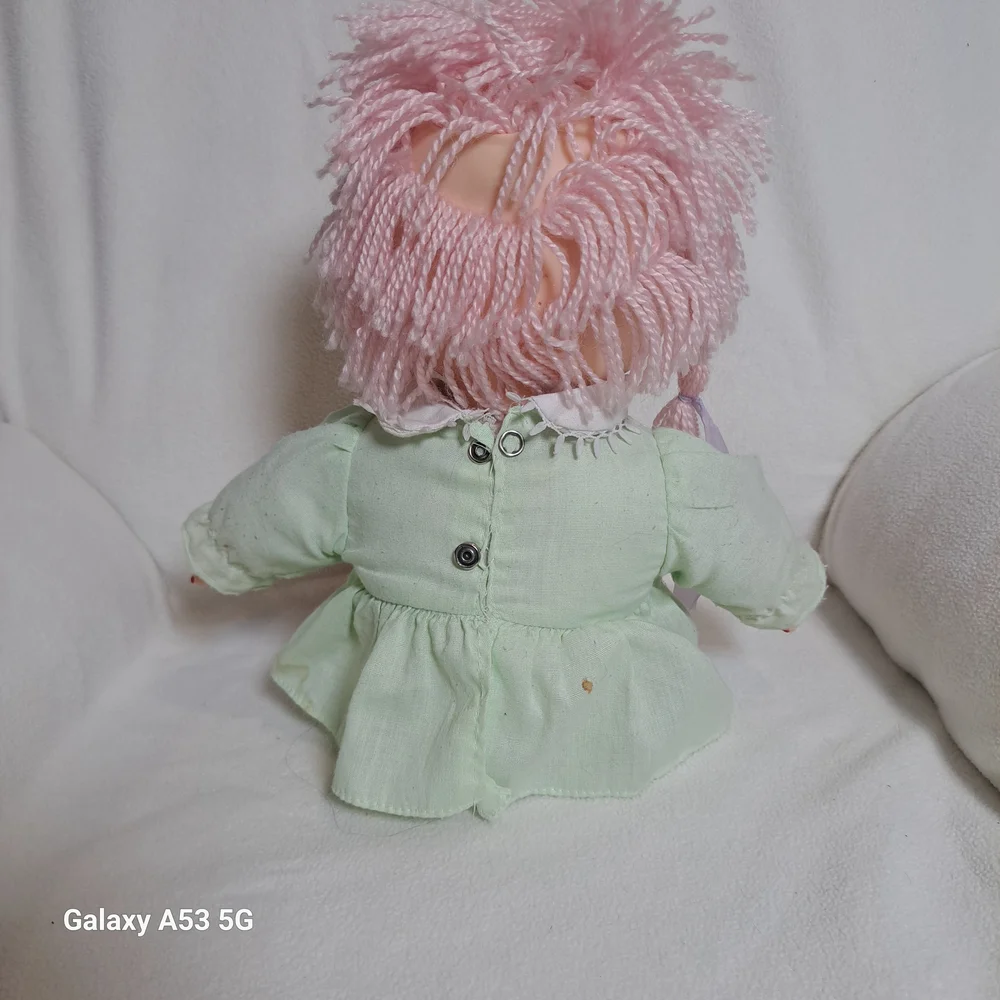 Vtg Ice Cream Doll Pink Hair Green Dress  Complete With Ice Cream